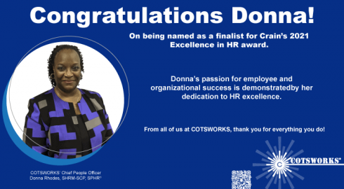 Employee Spotlight: Donna Rhodes named as a finalist for Crain’s 2021 Excellence in HR award.